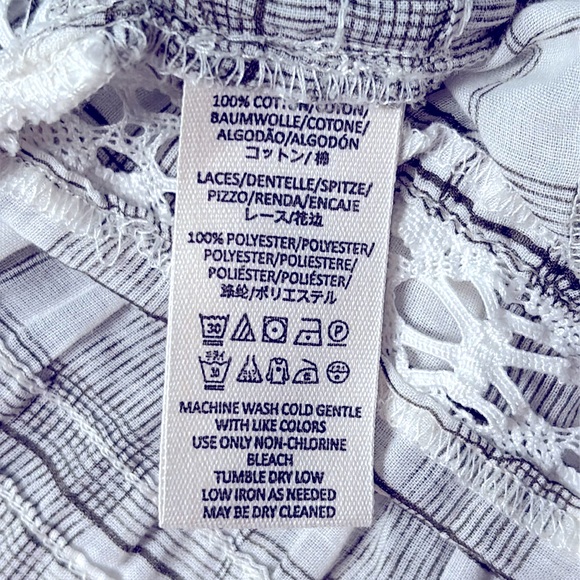 Free People Time Out Plaid Lace Boho White Olive Green Tunic Top Women's Size XS - Picture 7 of 14